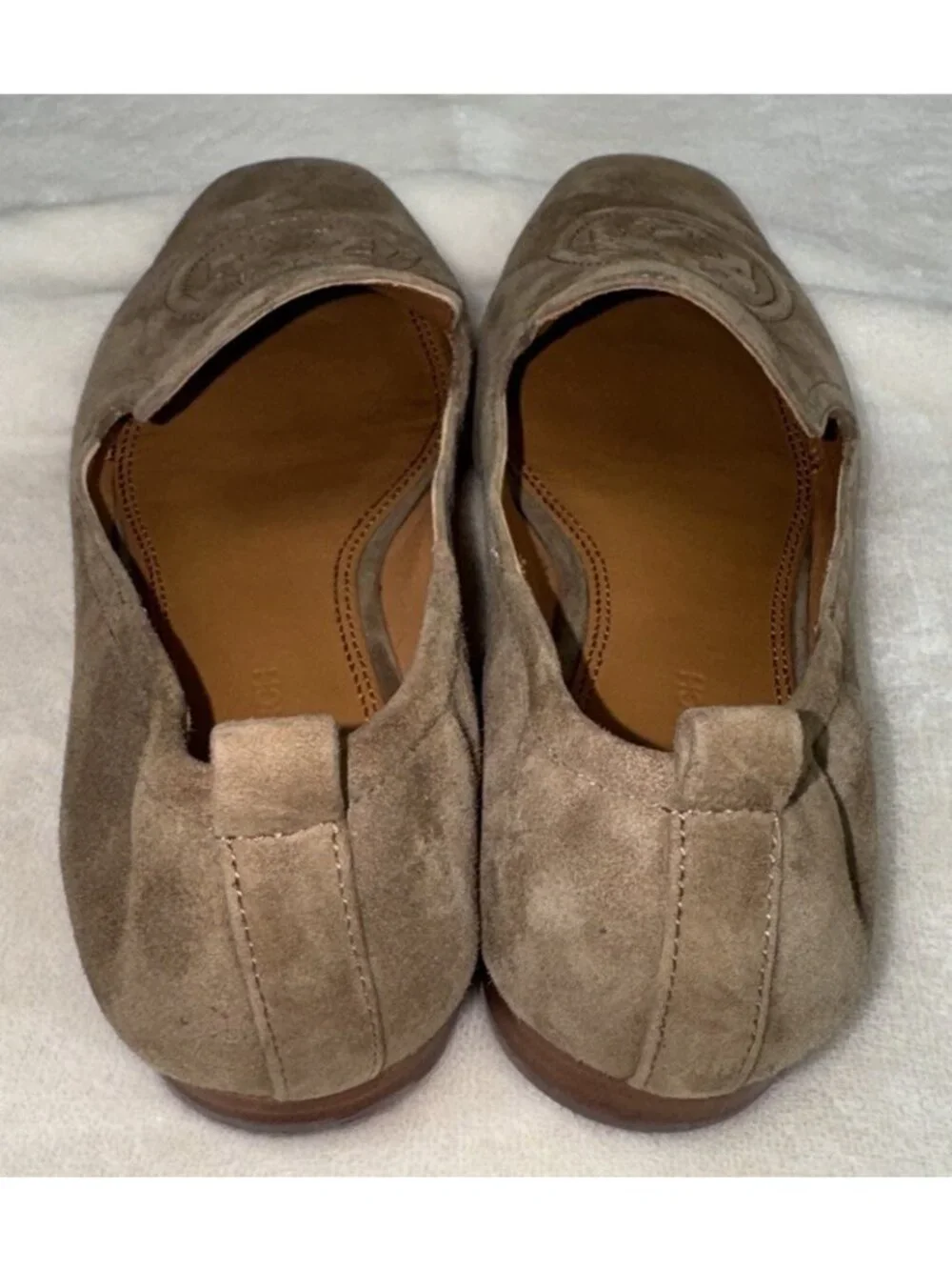 TORY BURCH Leigh Leather Suede Slip On Loafers River Rock Women's Size 8